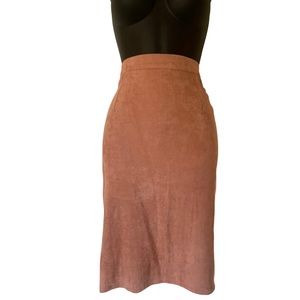 Pink Faux Suede Midi Skirt